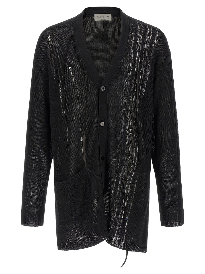 Yohji Yamamoto Lace Up Cardigan Sweaters and Cardigans - Black | 6430149771893a4cb0c62bda8fd875394bc0d4b4
