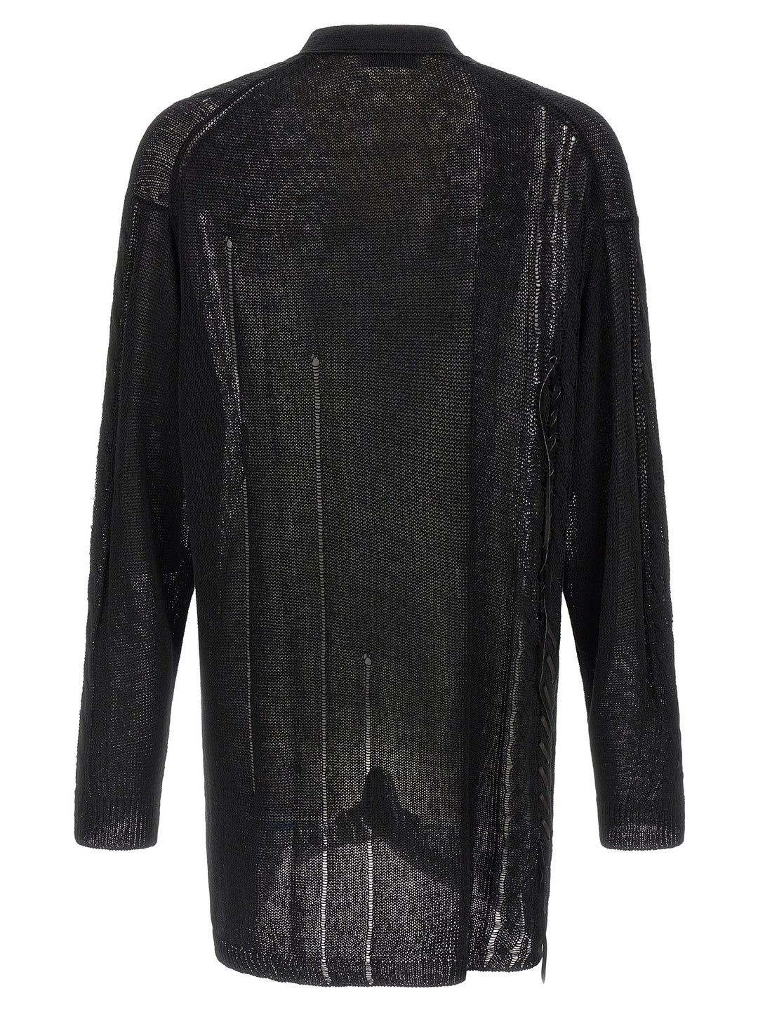 Yohji Yamamoto Lace Up Cardigan Sweaters and Cardigans - Black | 23e83e1ff6e5e8ecf722088485a0da4ff730d4b1