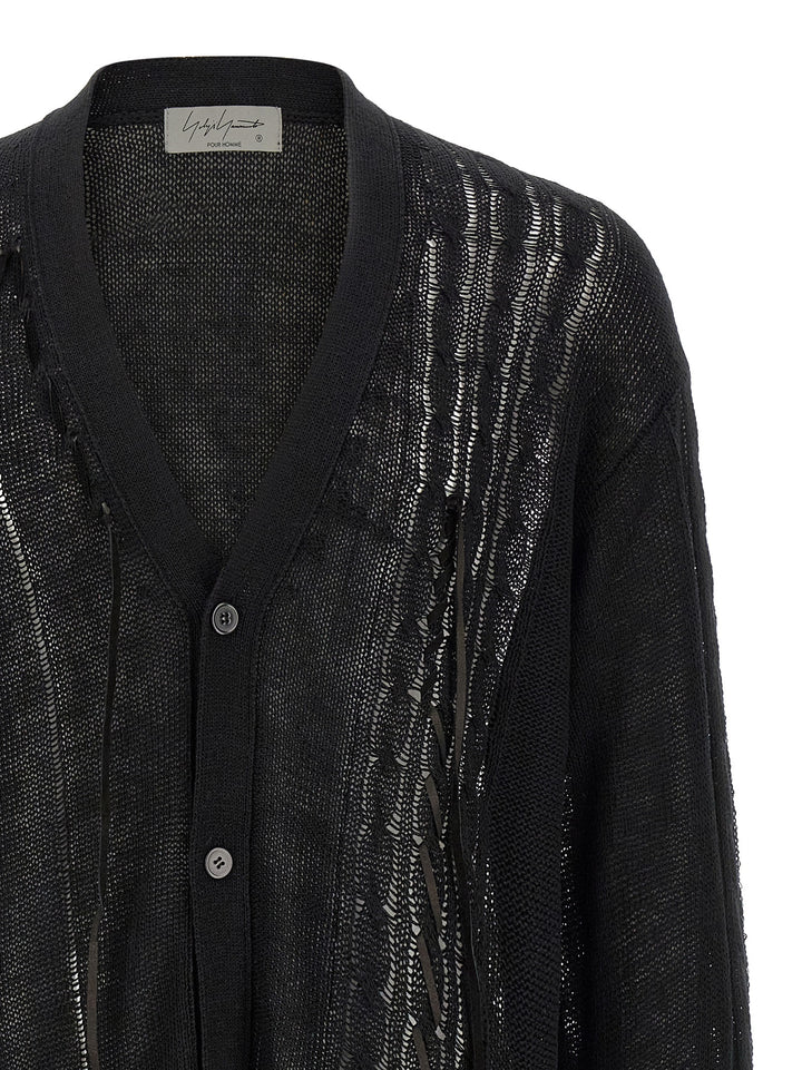 Yohji Yamamoto Lace Up Cardigan Sweaters and Cardigans - Black | 921542abeef55b91a36a9103e86901d7d044dba2