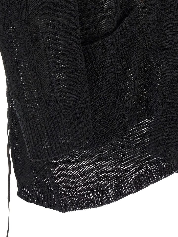Yohji Yamamoto Lace Up Cardigan Sweaters and Cardigans - Black | fb0e08af899f12f9d118548de55f359f7675c434