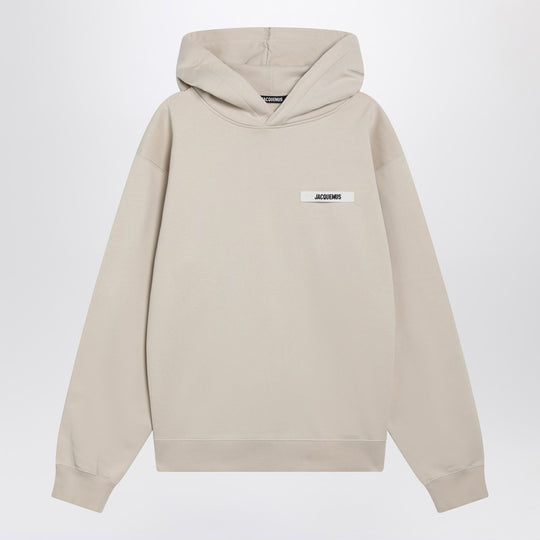 Beige Sweatshirt With Grosgrain Logo