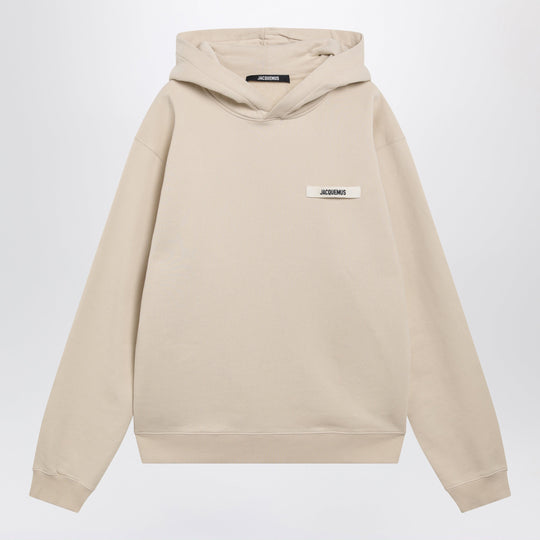 Beige Hoodie With Grosgrain Logo