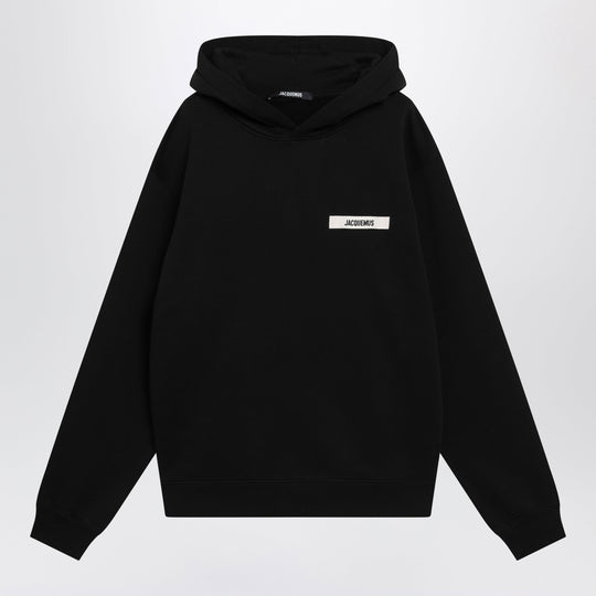 Black Hoodie With Grosgrain Logo