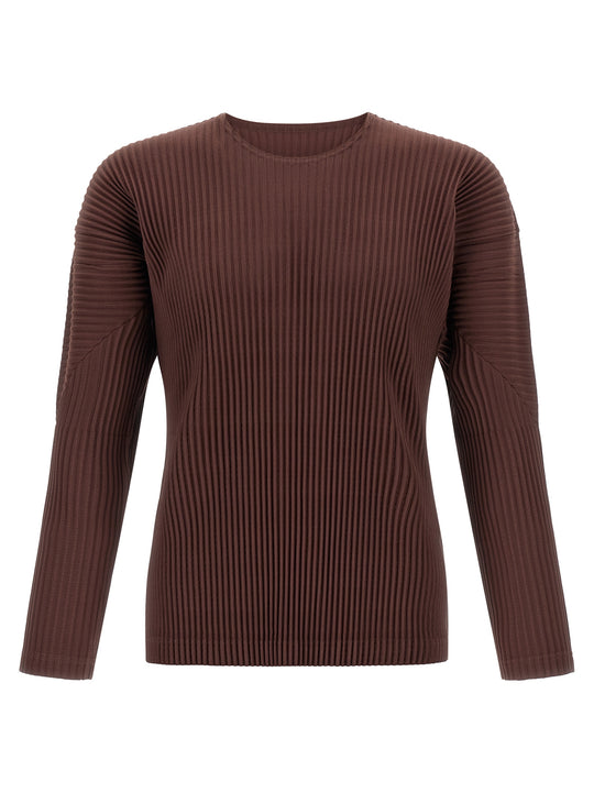 Color Pleats T-Shirt Brown