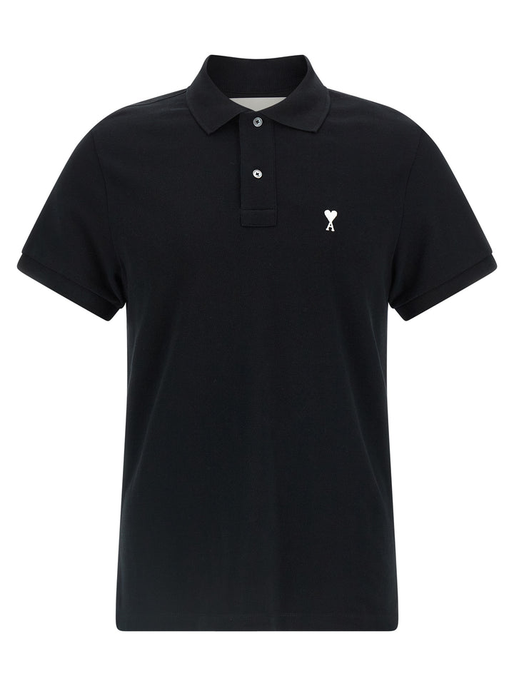Ami Paris Ami De Coeur Polo - Black | abffb95addbe88aa891179d83ec74ea5d4748642