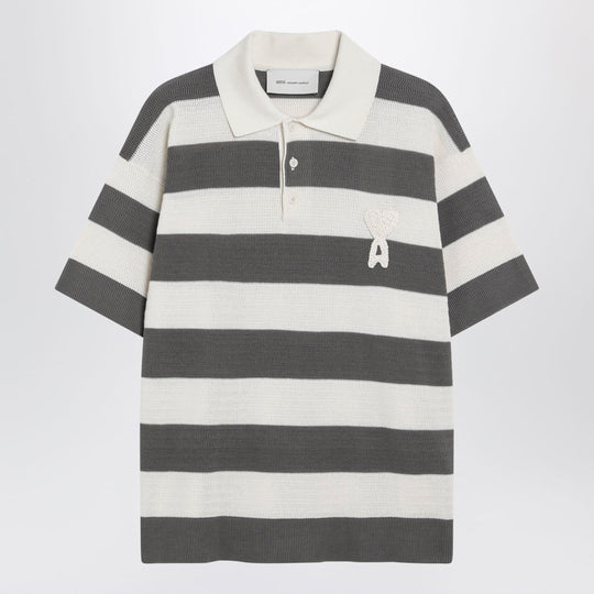 Ami De Coeur Striped Cotton Knit Polo Shirt