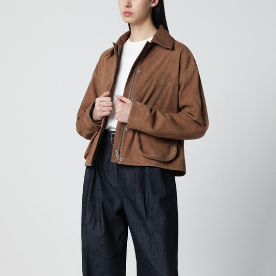 Short Mocha Suede Leather Jacket