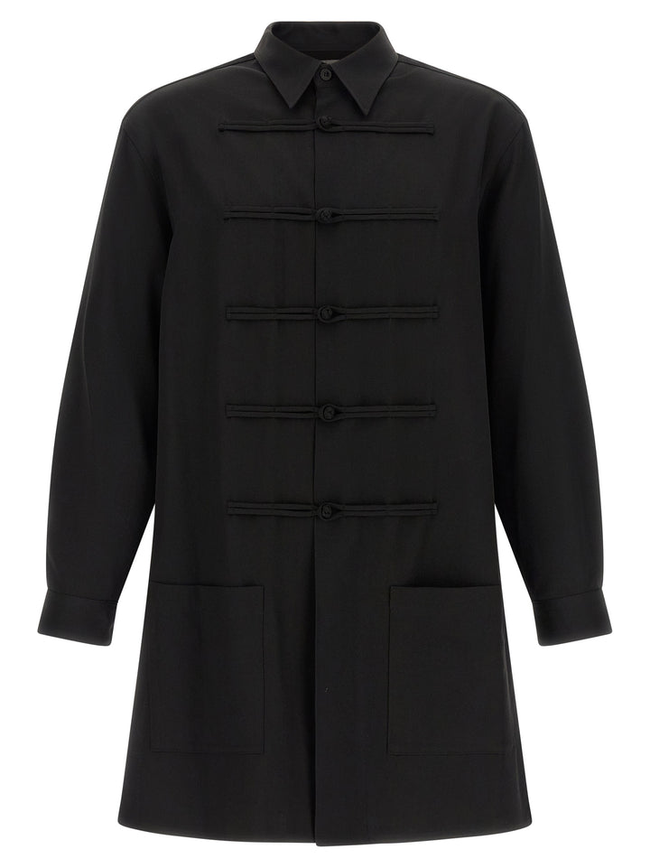 Yohji Yamamoto China Button Shirt and Blouse - Black | 82d545a0cd137b1bafe775850381ba46b5ff0b61