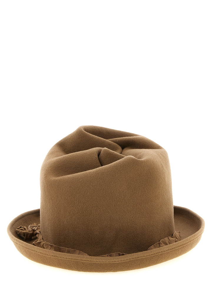 Yohji Yamamoto Curled Crown Hat Hats - Beige | 66969078317d0219e5ac0f367812b99f11a4122a