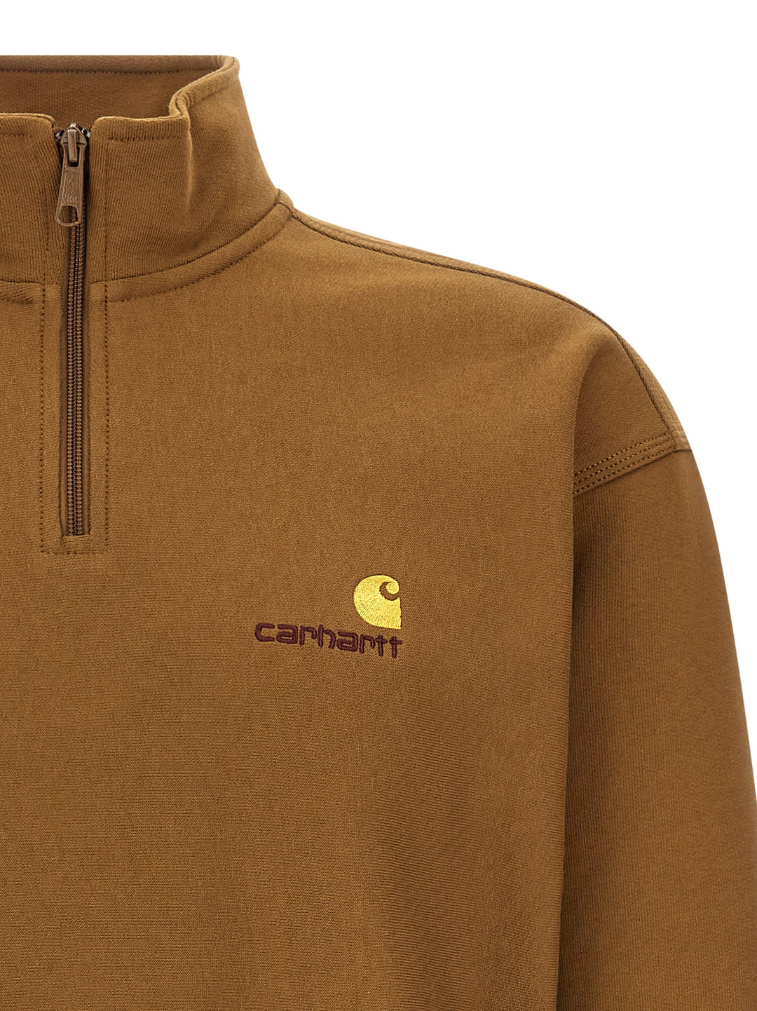 Carhartt Wip Half Zip American Script Sweat Sweatshirt - Brown | bd52a2dc09a0a355593be5faae794d681cf89293
