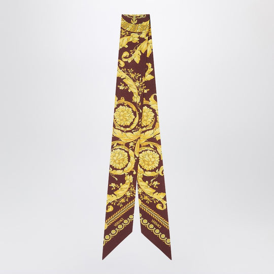 Printed Silk Twill Lavallière Scarf In Burgundy/Gold