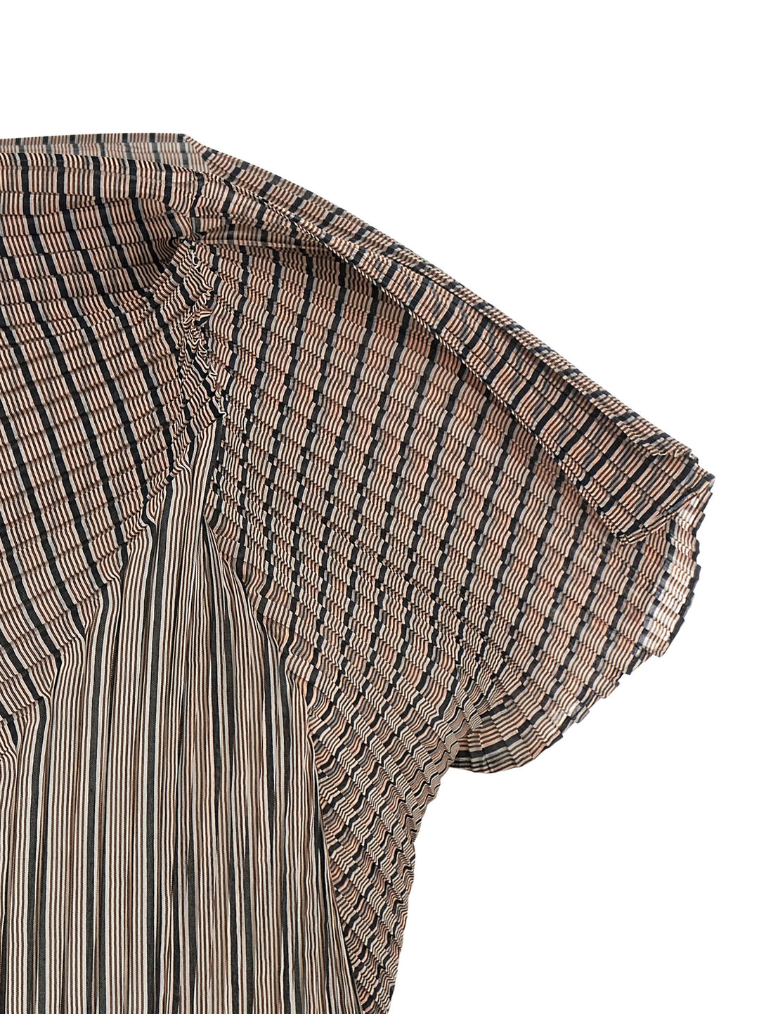 Issey Miyake Generic Stripes (Machine Pleats) Tops - Brown | 8ae72693dff4d78262bd4dac8399af3ba09966e3