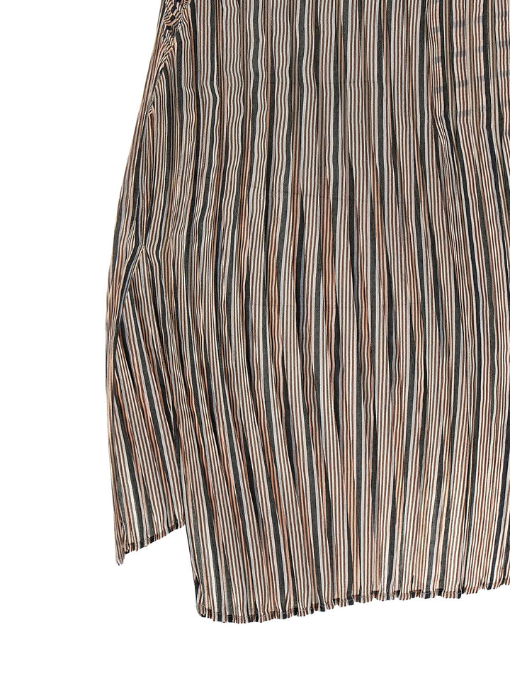 Issey Miyake Generic Stripes (Machine Pleats) Tops - Brown | ceb89d807129f5bf44783657b02595cd98a46b1e