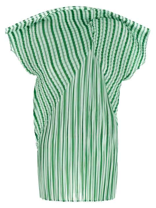 Generic Stripes (Machine Pleats) Tops Green