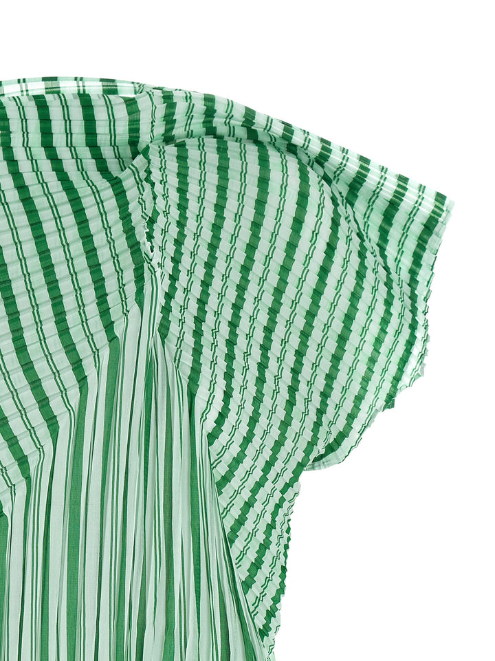 Issey Miyake Generic Stripes (Machine Pleats) Tops - Green | d7d68d426608cee0ae30795e424425fd23222250