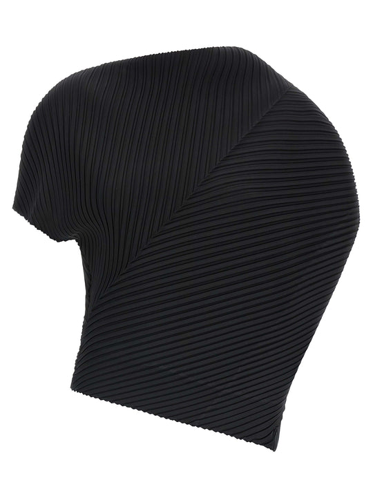 Soft Fold Pleats Tops Black