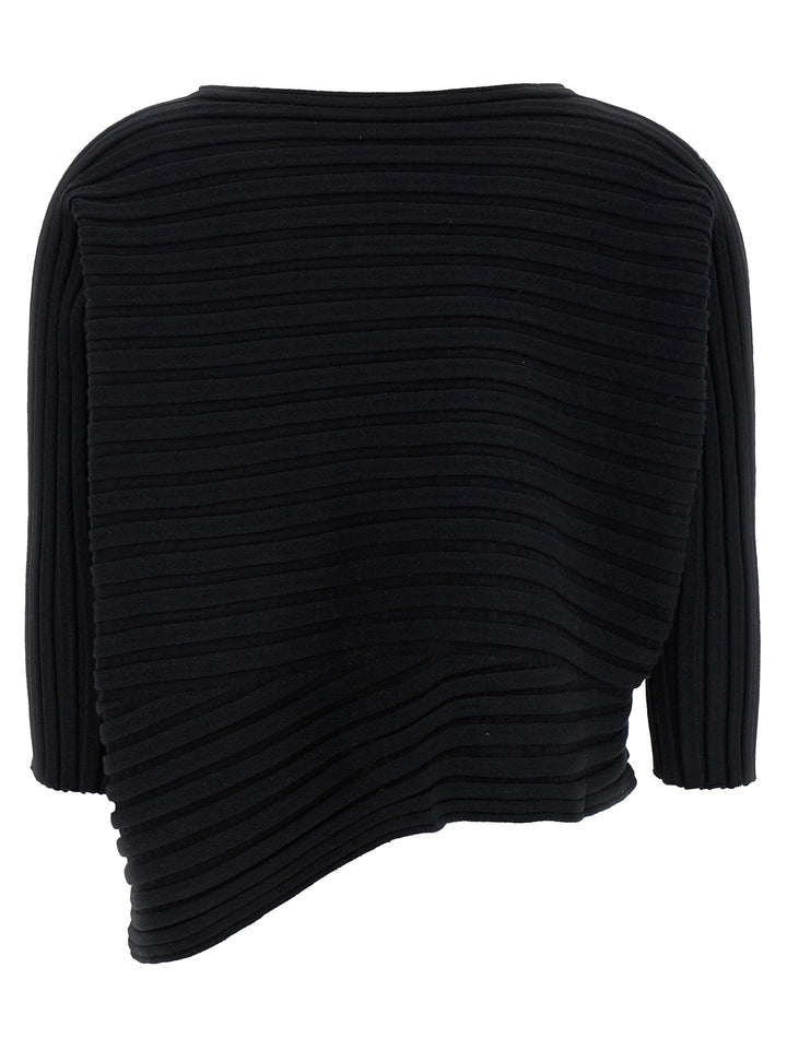 Issey Miyake Cotton Cashmere Knit Tops - Black | afd68306794bb31c7b83b6f11ddd0e71ef11ddf9