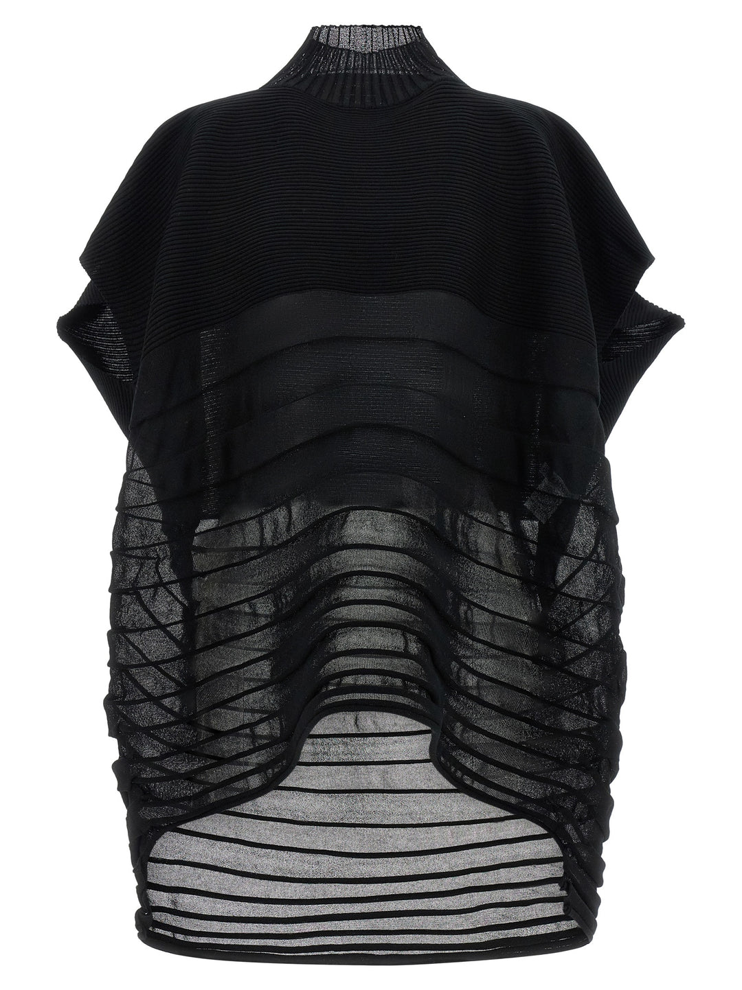 Issey Miyake Moving Knit Tops - Black | c7888679468084fbe83debcc52e9bab6d59ee668