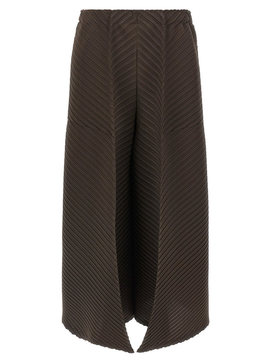Plaster Pleats Solid Pants Brown