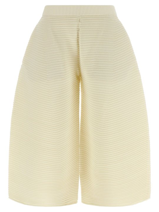 Corrugated Knit Pants White