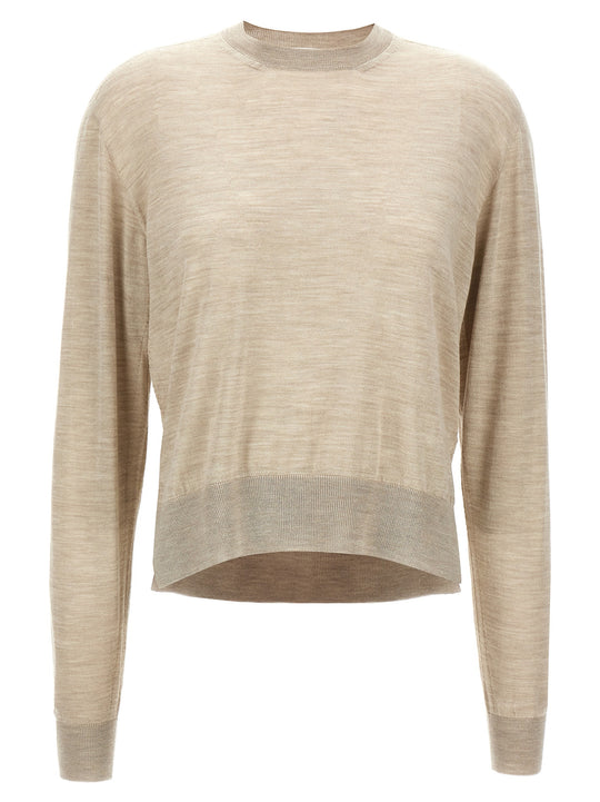 Asymmetrical Mesh Sweaters And Cardigans Beige