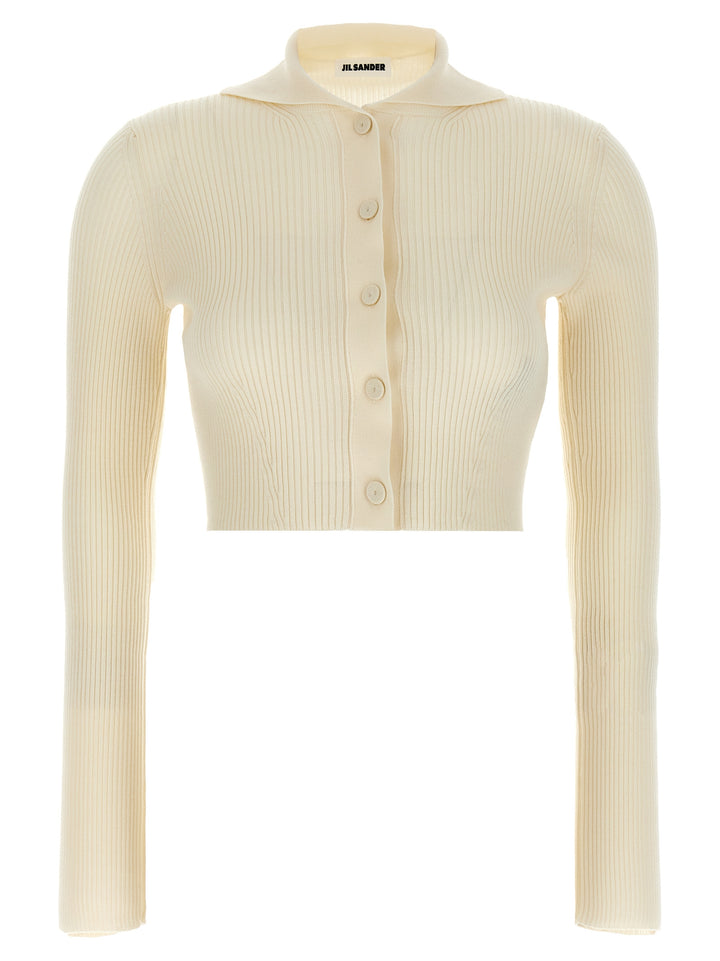 Jil Sander Ribbed Cardigan Sweaters and Cardigans - White | 6ac26cd5c4e5d28adf2fbd8a568004ec77c0b23c