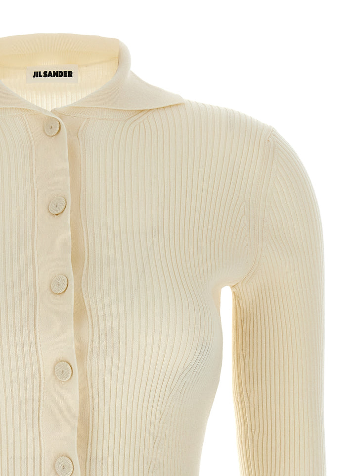 Jil Sander Ribbed Cardigan Sweaters and Cardigans - White | c7c6a2b604325959f1870d7e57690c235dea7591