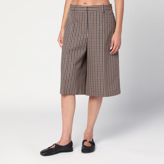 Brown Check Wool Bermuda Shorts