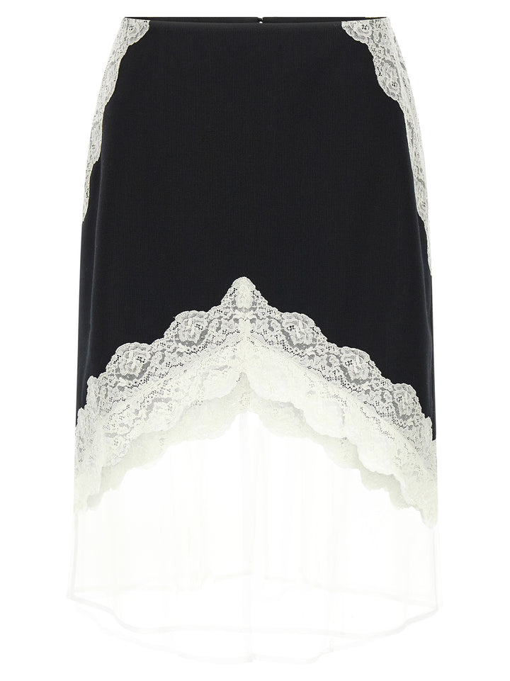 Jil Sander Organza Lace Wool Skirt Skirts - White/Black | 7c87fd38bcd4a7e69a4f8428870d657c89f3ca1f