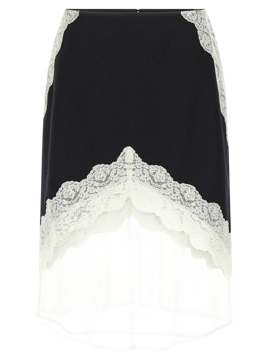 Organza Lace Wool Skirt Skirts White/Black