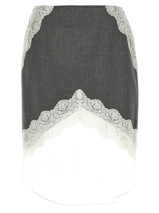 Organza Lace Wool Skirt Skirts Gray