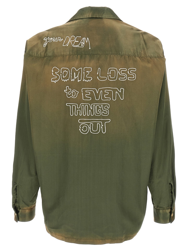 Maison Mihara Yasuhiro Embroidered Shirt Shirt and Blouse - Green | 12b0529c321e0a2197a17c38a94f7e2345f42f65