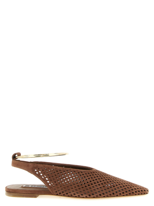 Sling Back Flat Shoes Brown