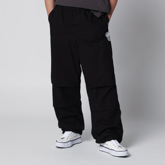 Black Cotton Ripstop Parachute Trousers