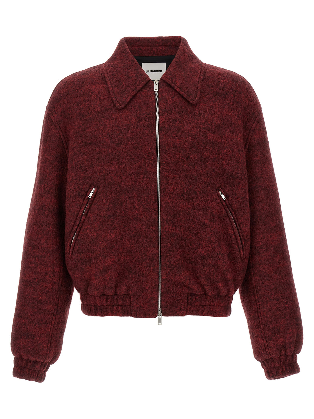 Jil Sander Mélange Wool Bomber Jacket Puffer Jackets - Bordeaux | 66c1cf003fdbac77b60419fb9ee1a4ecd3f70b4d