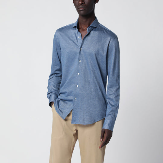 Light Blue Cotton Blend Tailor Fit Shirt
