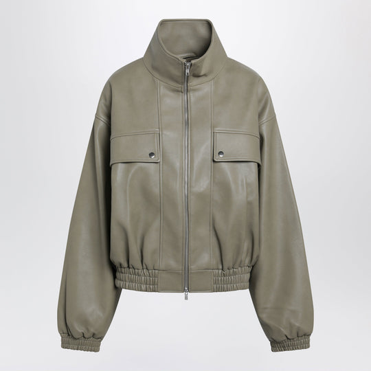 Nolita Faux Leather Bomber Jacket In Sage
