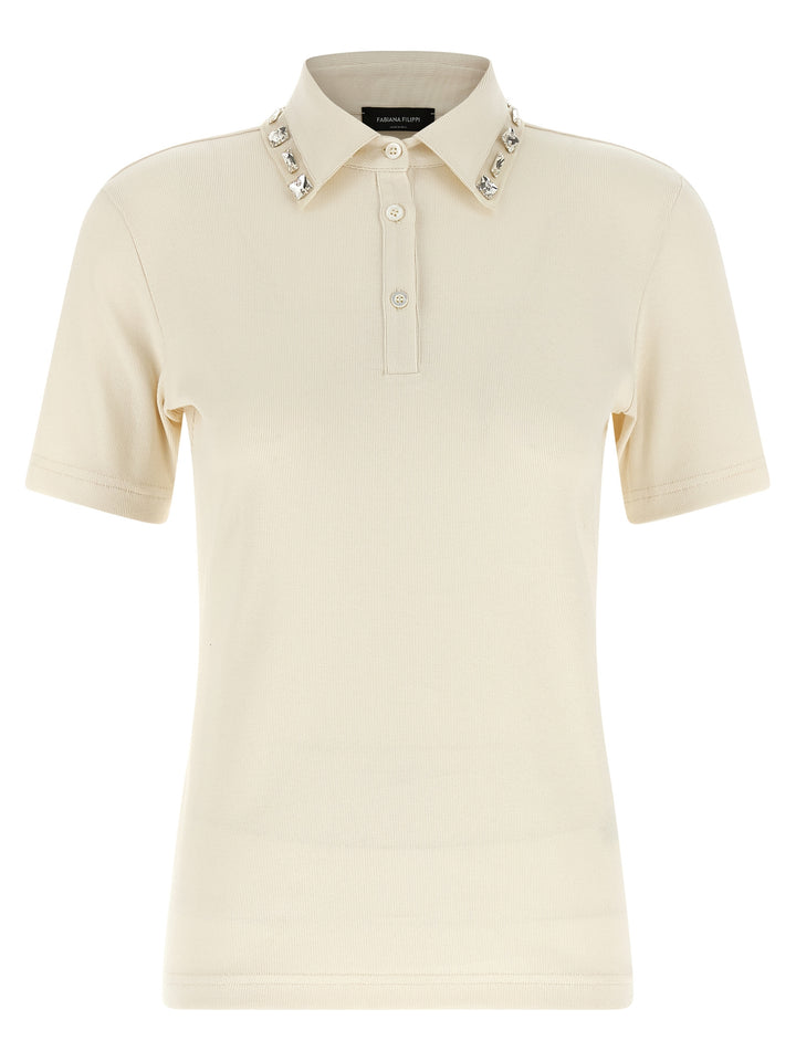 Fabiana Filippi Crystal Collar  Shirt Polo - Beige | c7255b7790accd4eb24d40e9a0ac4a2c070e3895