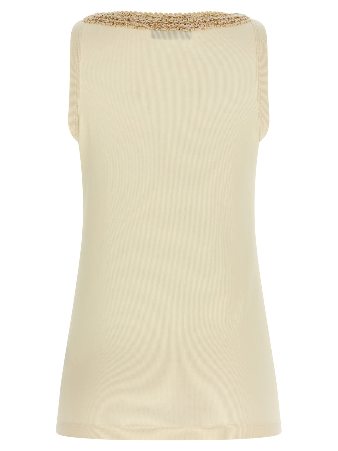 Fabiana Filippi Tweed Insert Top Tops - Beige | bf08453caec421aca066f24f5b46416221758a1e