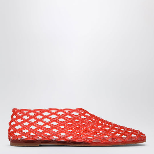Red Rubber Mesh Ballet Flats