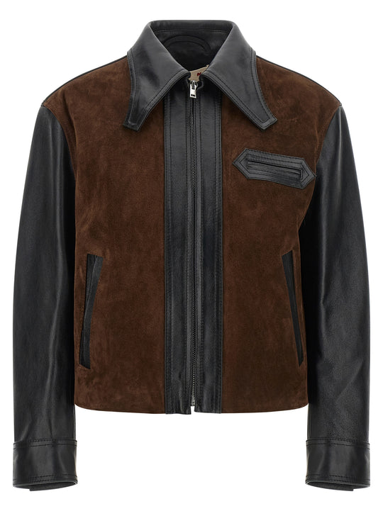 Leather And Suede Jacket Puffer Jackets Black