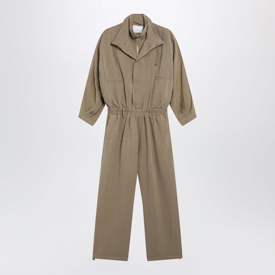 Camel Marvin Jumpsuit In Linen Blend