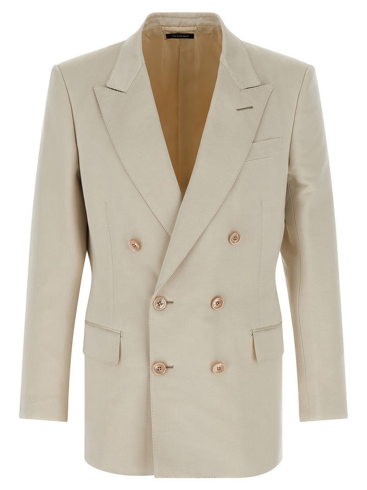 Tom Ford Double-Breasted Blazer - Beige | 4e9fe79517b57fdaa58bbdcc50890235e54eee38