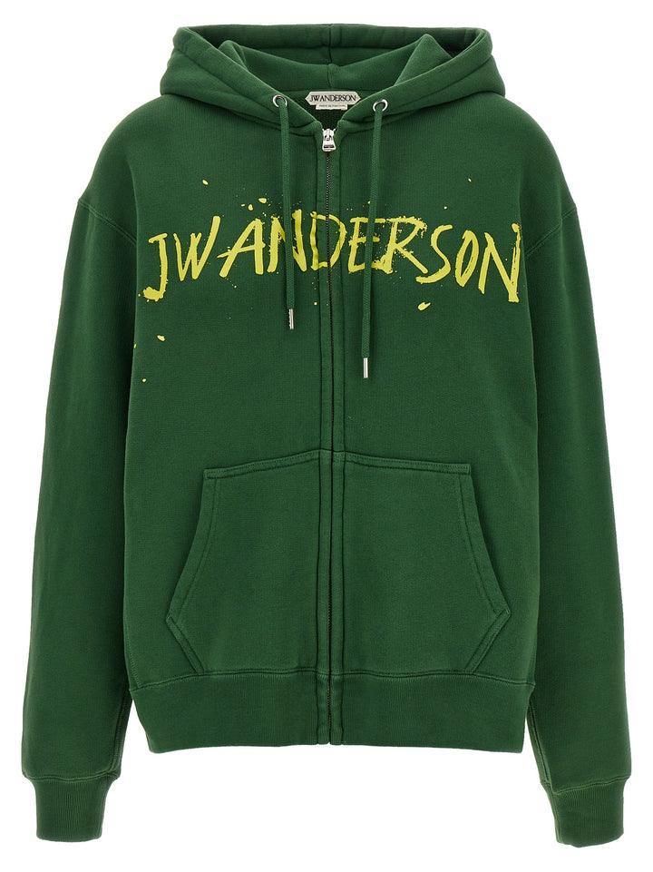 J.W. Anderson Printed Hoodie Sweatshirt - Green | 133e1577d31e24770681f157bac277eb21c670b4