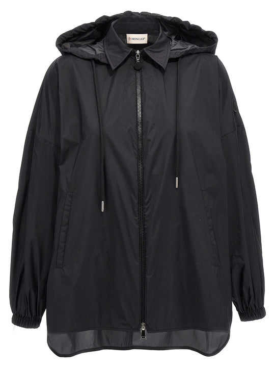 Ruffled Windbreaker Puffer Jackets Black