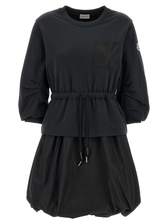 Two-Material Dress Dresses Black