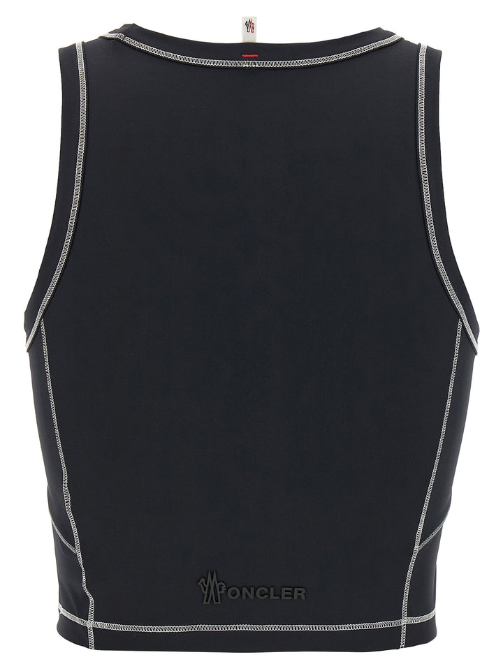 Moncler Grenoble Logo Patch Sporty Top Tops - Black | 75344f608e4d454f4380294cc0309eb36e50fe1c