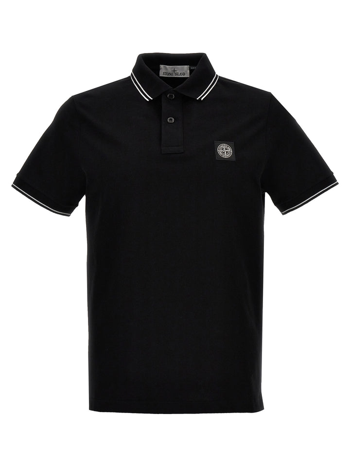 Stone Island Logo Badge  Shirt Polo - Black | 76f2bdbb705e8ba46cee7a3b29619a1f14a92175