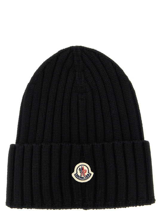 Ribbed Wool Beanie Hats Black