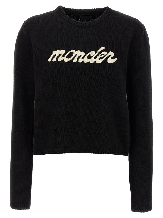 Chenille Logo Sweater Sweaters And Cardigans White/Black